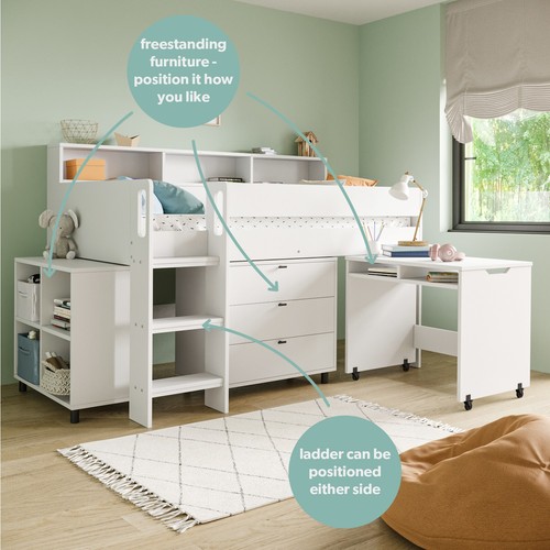 White mid sleeper - sleeper, bed