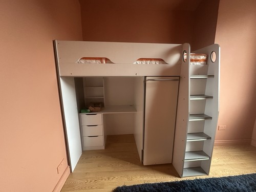 White high sleeper cabin - high, bed