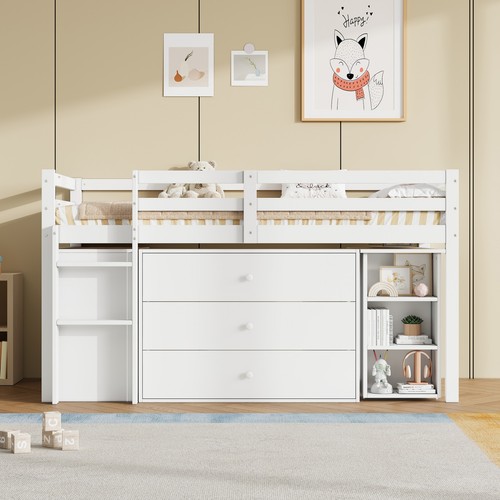 Kids cabin bed white wood - bed,