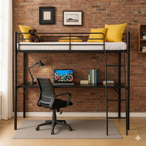 Metal high sleeper bunk bed - metal,