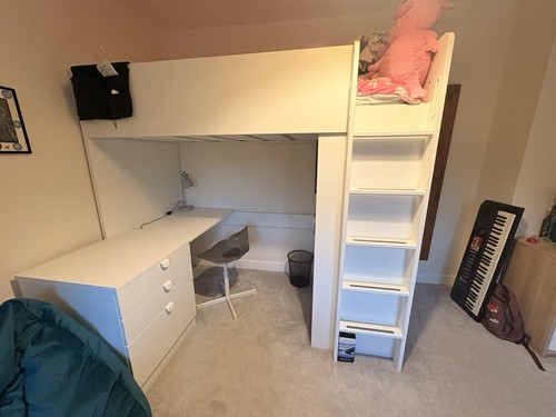 White wooden children loft - white, children's
