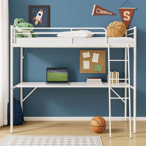 White high cabin bed loft - bed,