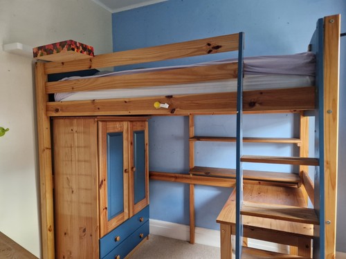 High sleeper pine blue cabin - pine, /
