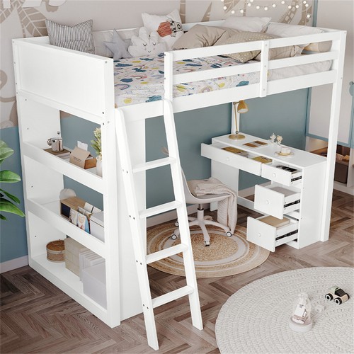 Single pinewood loft cabin bed - cabin,