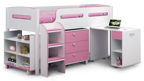 Pink cabin bed with desk - cabin,