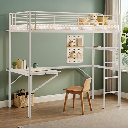 White high cabin bed loft - white,