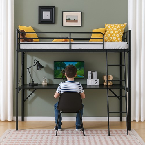 Single solid metal - metal, bed